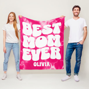 Personalised Best Mum Ever Pink Tie Dye Fleece Blanket