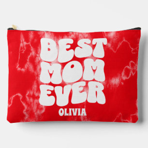 Personalised Best Mum Ever Red Tie Dye  Accessory Pouch