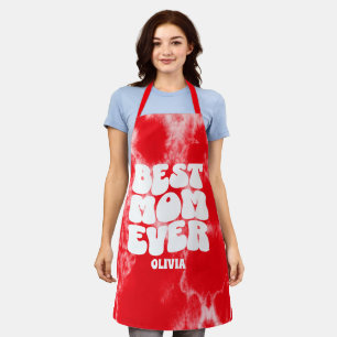 Personalised Best Mum Ever Red Tie Dye Apron