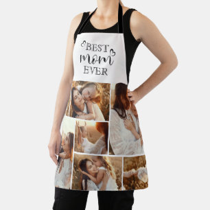 Personalised Best Mum Ever Script & Photo Collage Apron