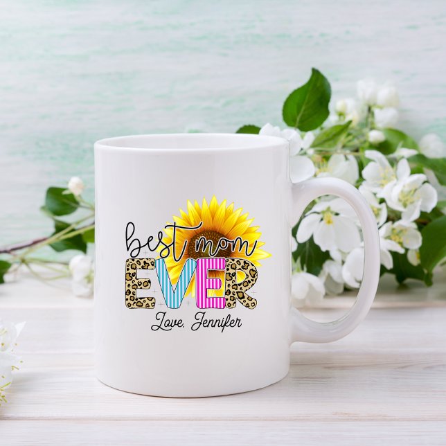 Personalised  Best Mum Ever Sunflower Coffee Mug (Creator Uploaded)