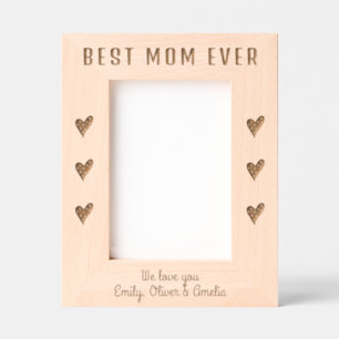 Personalised Best Mum Hearts Keepsake  Etched Frames