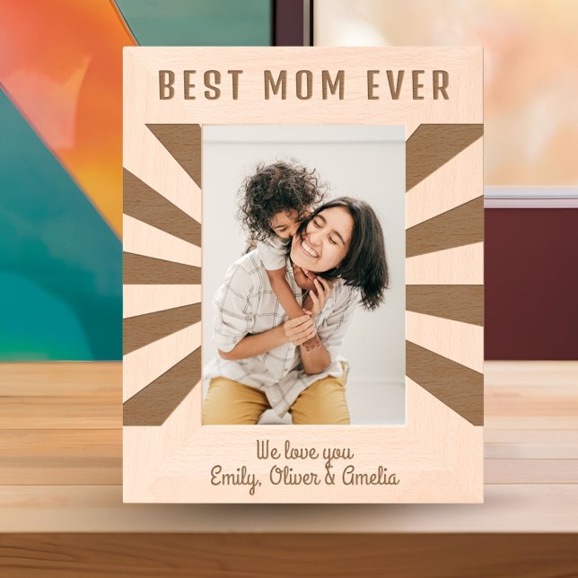 Personalised Best Mum Sun Burst Keepsake  Etched Frames (Creator Uploaded)