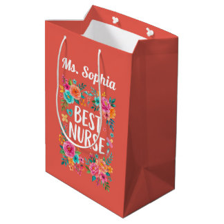Personalised Best Nurse Watercolor Floral Gift Bag