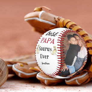 Personalised Best Papa Saurus Ever Kids Photo Baseball
