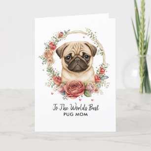 Personalised Best Pug Dog Mum Mother's Day Holiday Card