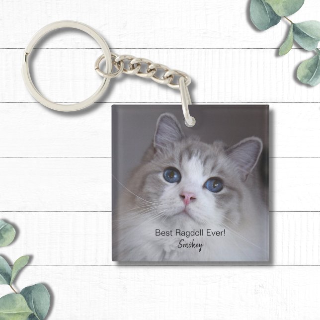 Personalised Best Ragdoll Cat Ever Pet Photo Key Ring (Personalize with your own photo (if required), plus cat name and other text )