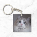 Personalised Best Ragdoll Cat Ever Pet Photo Key Ring<br><div class="desc">This design features a beautiful blue-eyed Ragdoll cat photo and black typography. You can replace the photo with an image of your own cat or kitten. The sample text - Best Ragdoll Ever - can be edited to words of your own choice and a Name can also be provided. If...</div>