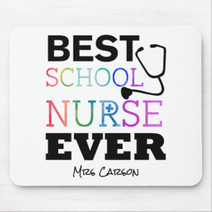 Personalised Best School Nurse Ever Colourful Desk Mouse Pad