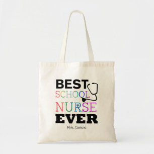 Personalised Best School Nurse Ever Colourful Fun Tote Bag