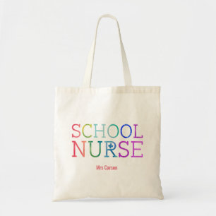 Personalised Best School Nurse Ever Colourful Fun Tote Bag