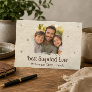 Personalised Best Stepdad Ever Photo Holiday Card