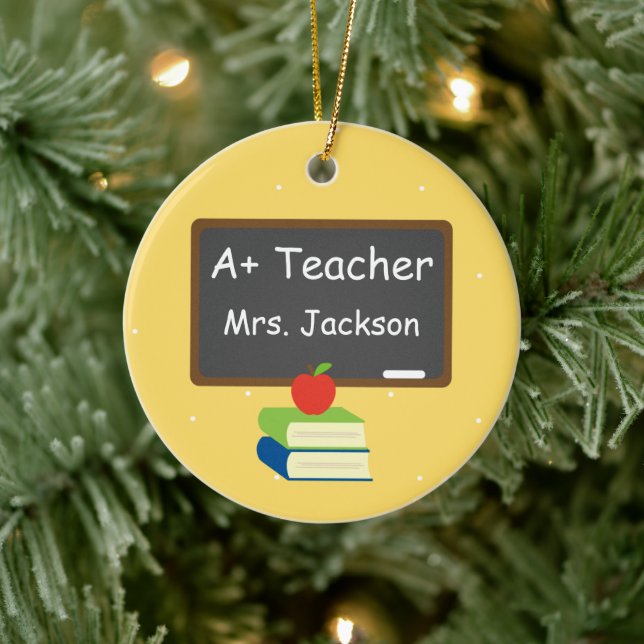 Personalised Best Teacher Chalkboard Ceramic Ornament (Tree)