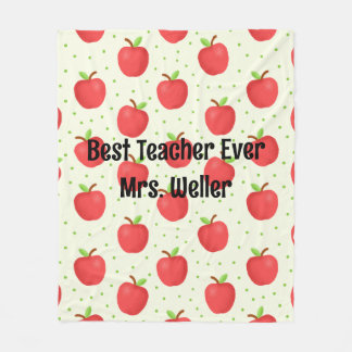 Personalised "Best Teacher Ever" Apple Pattern Fleece Blanket