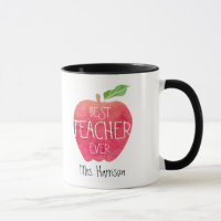 Personalised Best Teacher Ever Apple Watercolor