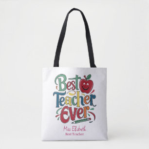 Personalised Best Teacher Ever Colourful Tote Bag