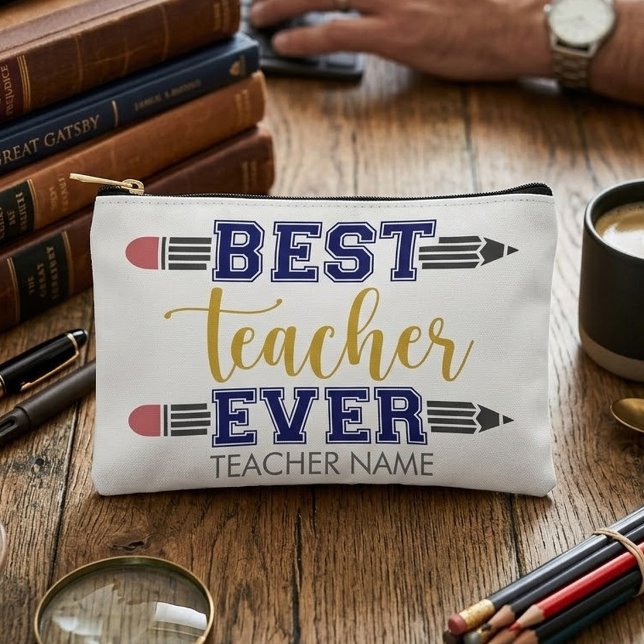 Personalised Best Teacher Ever - Customised Gift Accessory Pouch (Creator Uploaded)