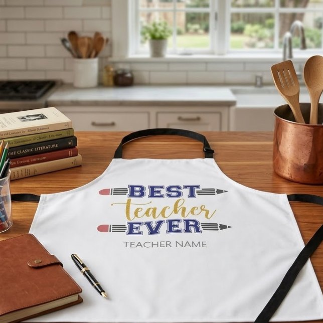 Personalised Best Teacher Ever - Customised Gift Apron (Creator Uploaded)