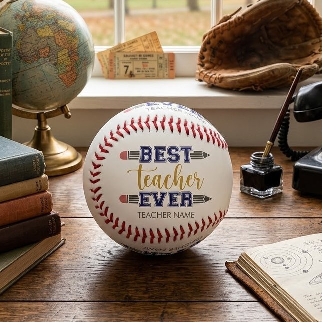 Personalised Best Teacher Ever - Customised Gift Baseball (Creator Uploaded)
