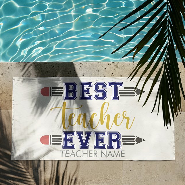 Personalised Best Teacher Ever - Customised Gift Beach Towel (Creator Uploaded)