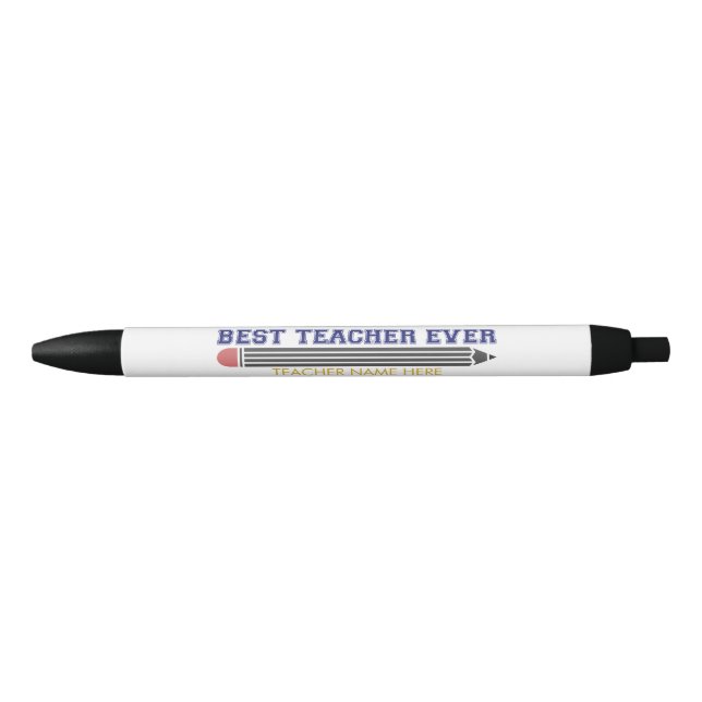 Personalised Best Teacher Ever - Customised Gift Black Ink Pen (Front)
