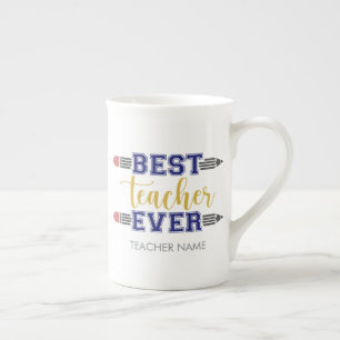 Personalised Best Teacher Ever - Customised Gift Bone China Mug