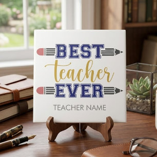 Personalised Best Teacher Ever - Customised Gift Ceramic Tile