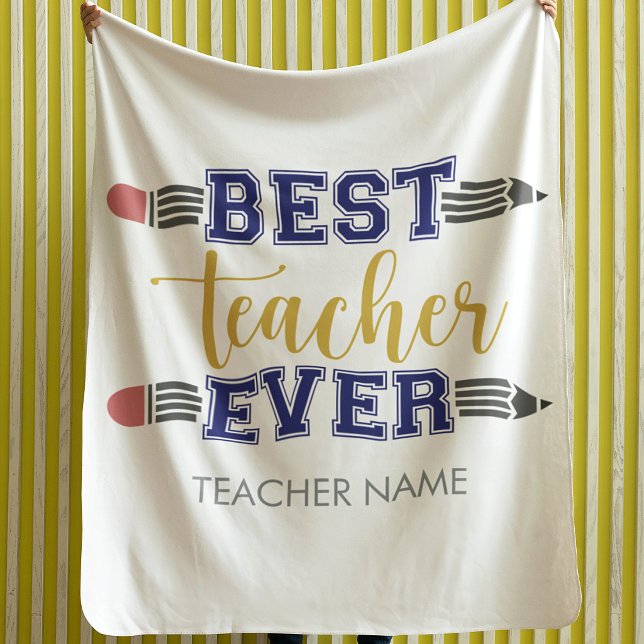 Personalised Best Teacher Ever - Customised Gift Fleece Blanket (Creator Uploaded)