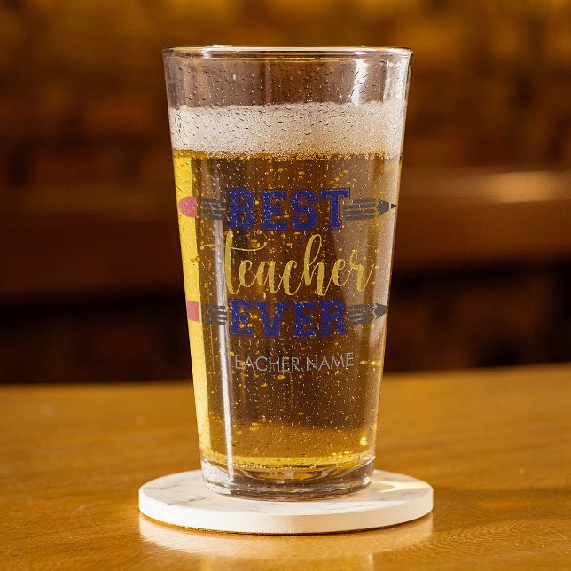 Personalised Best Teacher Ever - Customised Gift Glass (Creator Uploaded)