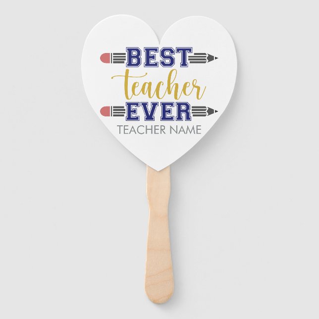 Personalised Best Teacher Ever - Customised Gift Hand Fan (Front)