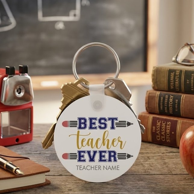 Personalised Best Teacher Ever - Customised Gift Key Ring (Creator Uploaded)