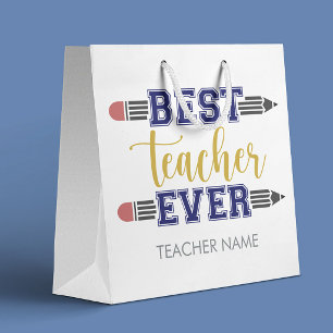 Personalised Best Teacher Ever - Customised Gift Large Gift Bag