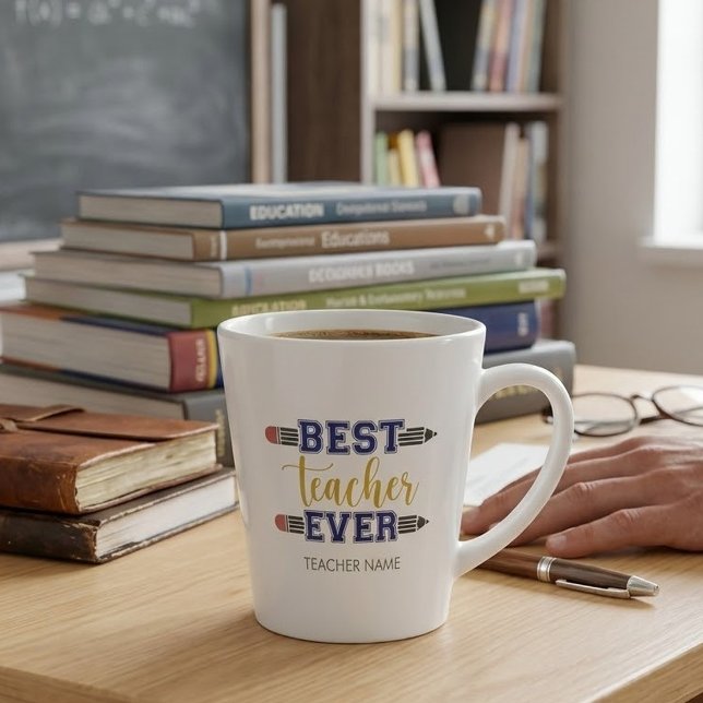 Personalised Best Teacher Ever - Customised Gift Latte Mug (Creator Uploaded)