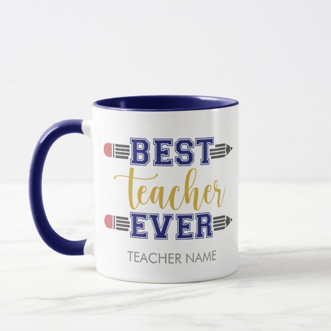 Personalised Best Teacher Ever - Customised Gift Mug (Left)