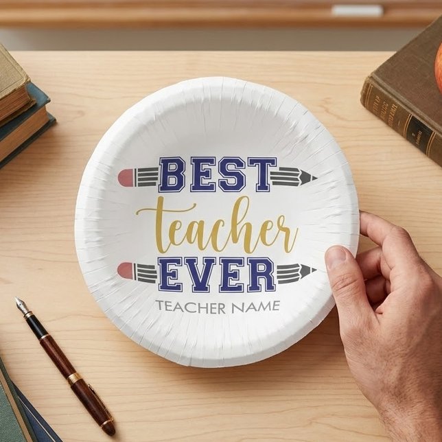 Personalised Best Teacher Ever - Customised Gift Paper Plate (Creator Uploaded)