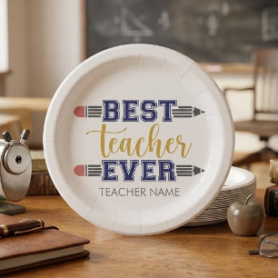 Personalised Best Teacher Ever - Customised Gift Paper Plate