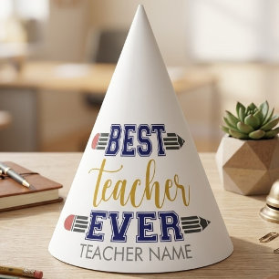 Personalised Best Teacher Ever - Customised Gift Party Hat