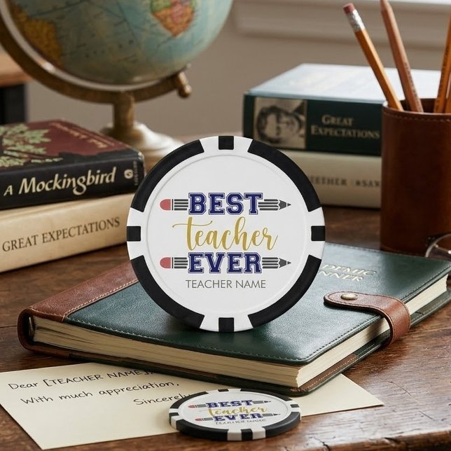 Personalised Best Teacher Ever - Customised Gift Poker Chips (Creator Uploaded)