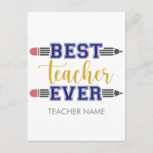 Personalised Best Teacher Ever - Customised Gift Postcard (Front)