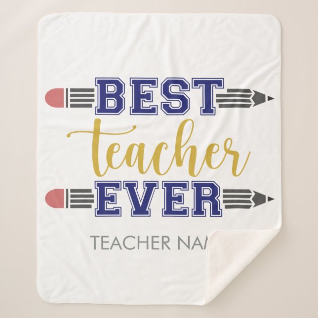 Personalised Best Teacher Ever - Customised Gift Sherpa Blanket (Front)