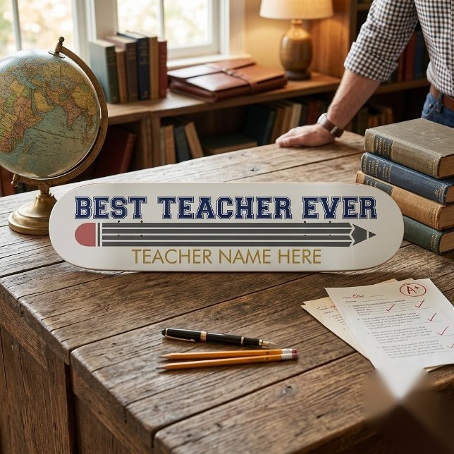 Personalised Best Teacher Ever - Customised Gift Skateboard (Creator Uploaded)