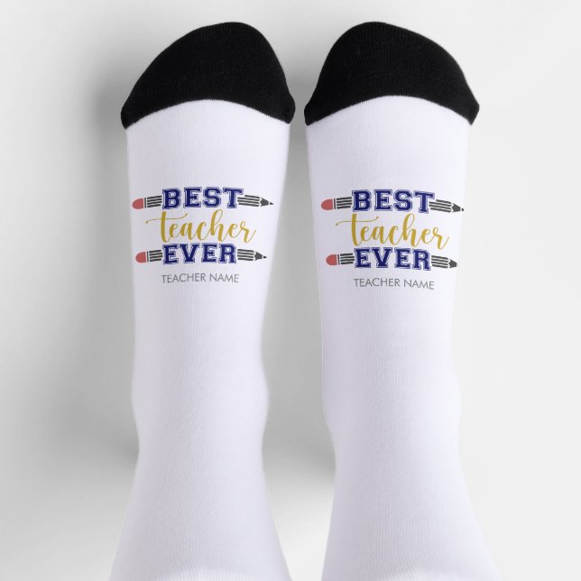 Personalised Best Teacher Ever - Customised Gift Socks (Top)