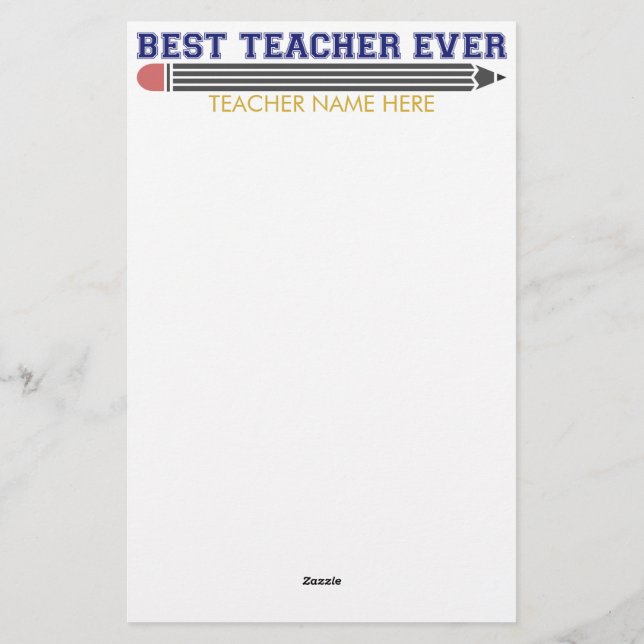 Personalised Best Teacher Ever - Customised Gift Stationery (Back)