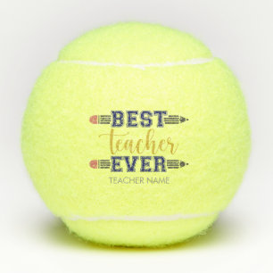 Personalised Best Teacher Ever - Customised Gift Tennis Balls