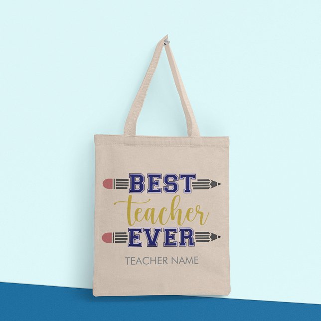 Personalised Best Teacher Ever - Customised Gift Tote Bag (Creator Uploaded)