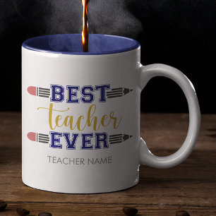 Personalised Best Teacher Ever - Customised Gift Two-Tone Coffee Mug