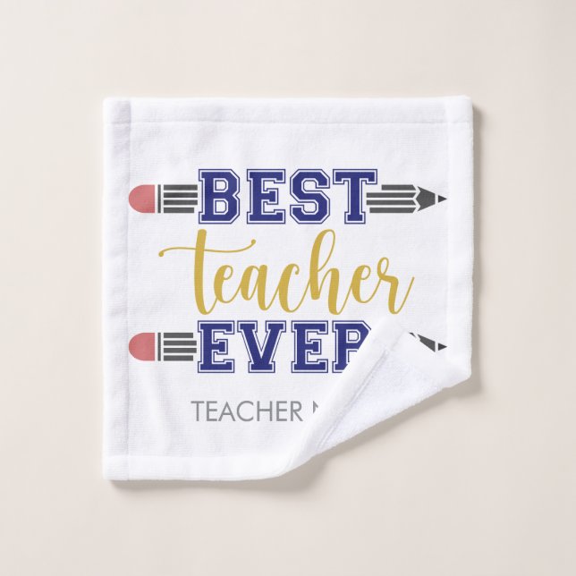 Personalised Best Teacher Ever - Customised Gift Wash Cloth (Wash Cloth)