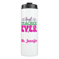Personalised Best Teacher Ever pink green script 
