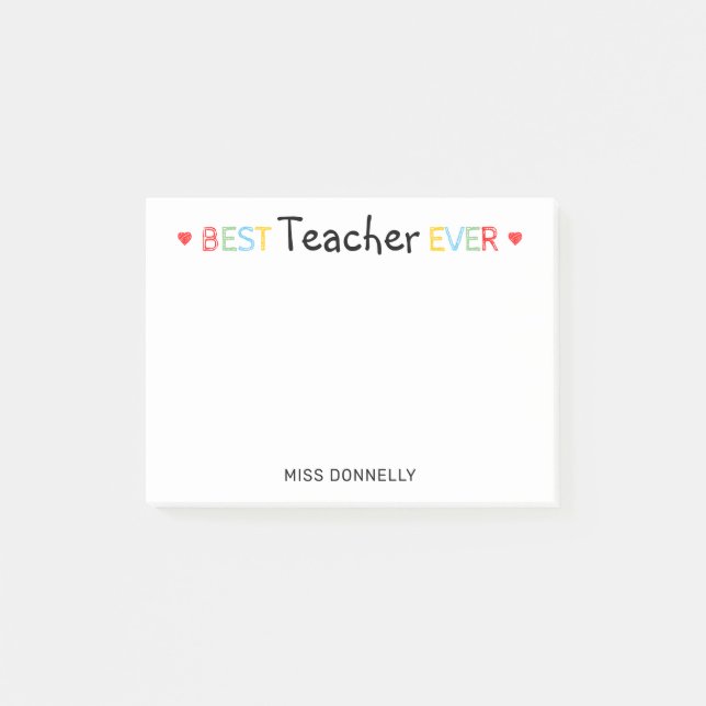 Personalised Best Teacher Ever Post-it Notes (Front)