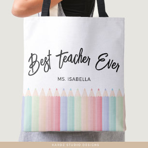 Personalised Best Teacher Ever Rainbow Teacher Tote Bag